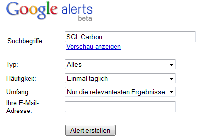 Einrichtung Google News Alert